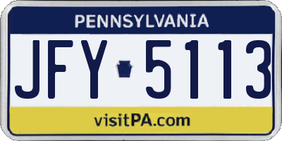 PA license plate JFY5113