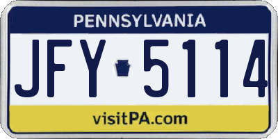 PA license plate JFY5114