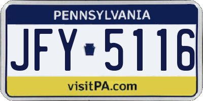 PA license plate JFY5116
