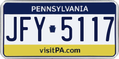 PA license plate JFY5117