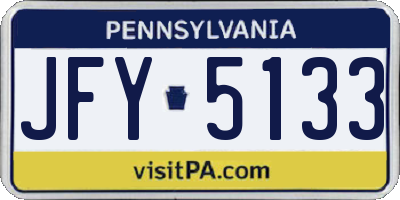 PA license plate JFY5133