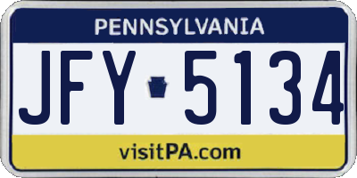 PA license plate JFY5134