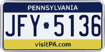 PA license plate JFY5136
