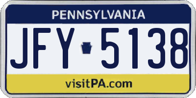 PA license plate JFY5138