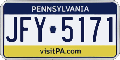 PA license plate JFY5171