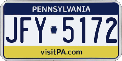 PA license plate JFY5172