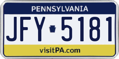 PA license plate JFY5181