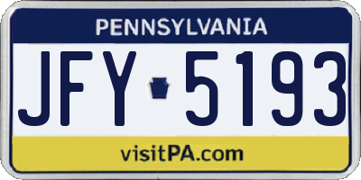 PA license plate JFY5193