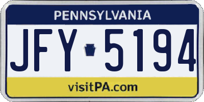 PA license plate JFY5194