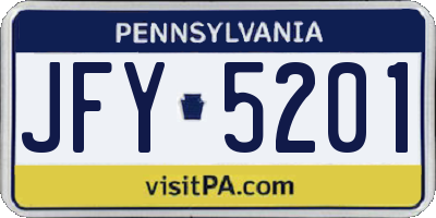 PA license plate JFY5201