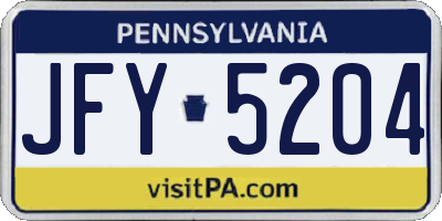 PA license plate JFY5204