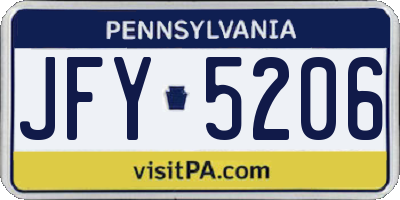 PA license plate JFY5206