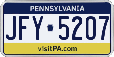 PA license plate JFY5207