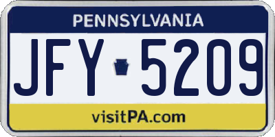 PA license plate JFY5209