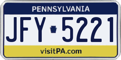 PA license plate JFY5221