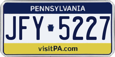 PA license plate JFY5227