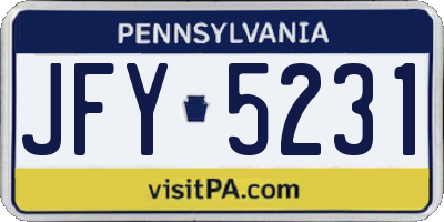 PA license plate JFY5231