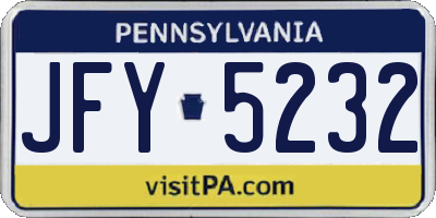 PA license plate JFY5232