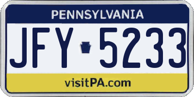 PA license plate JFY5233