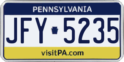 PA license plate JFY5235