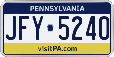 PA license plate JFY5240
