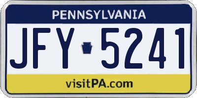 PA license plate JFY5241