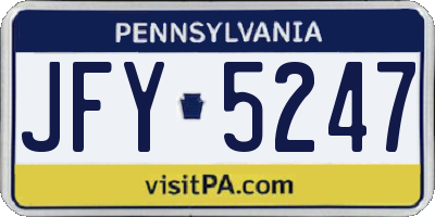 PA license plate JFY5247