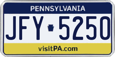PA license plate JFY5250