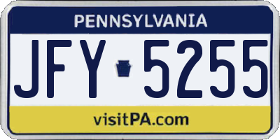 PA license plate JFY5255