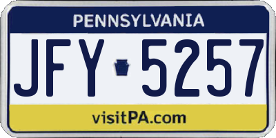 PA license plate JFY5257