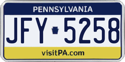 PA license plate JFY5258