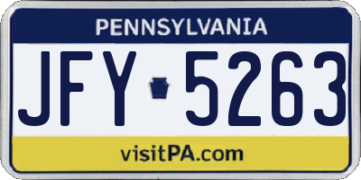 PA license plate JFY5263