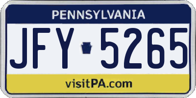 PA license plate JFY5265
