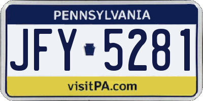 PA license plate JFY5281