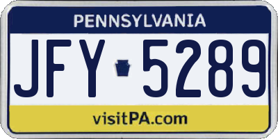 PA license plate JFY5289