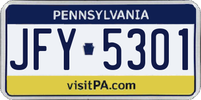 PA license plate JFY5301