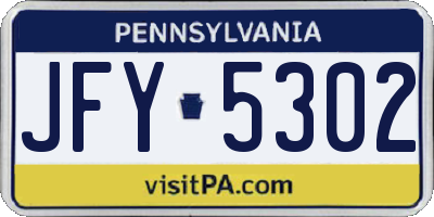 PA license plate JFY5302
