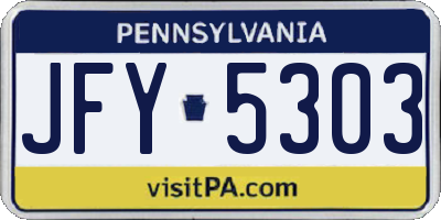 PA license plate JFY5303
