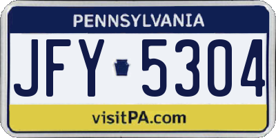PA license plate JFY5304