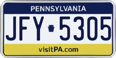 PA license plate JFY5305