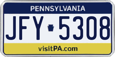 PA license plate JFY5308