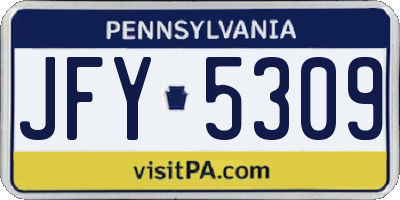 PA license plate JFY5309