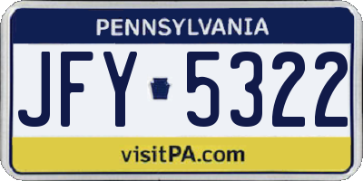 PA license plate JFY5322