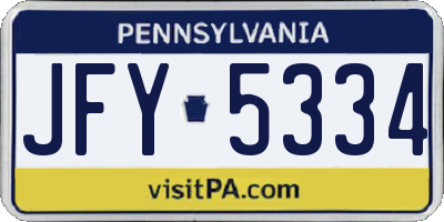 PA license plate JFY5334