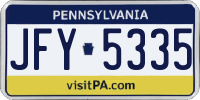 PA license plate JFY5335