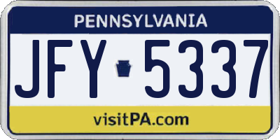 PA license plate JFY5337