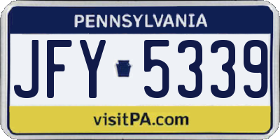 PA license plate JFY5339