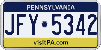 PA license plate JFY5342