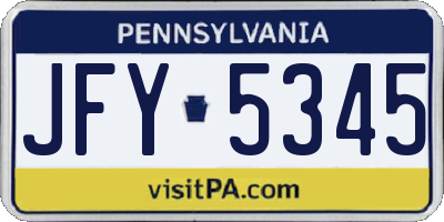 PA license plate JFY5345