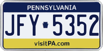 PA license plate JFY5352